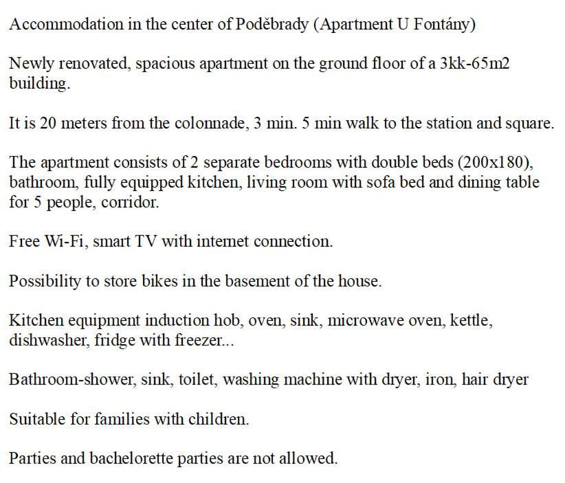 Apartman U Fontany Poděbrady Exterior foto